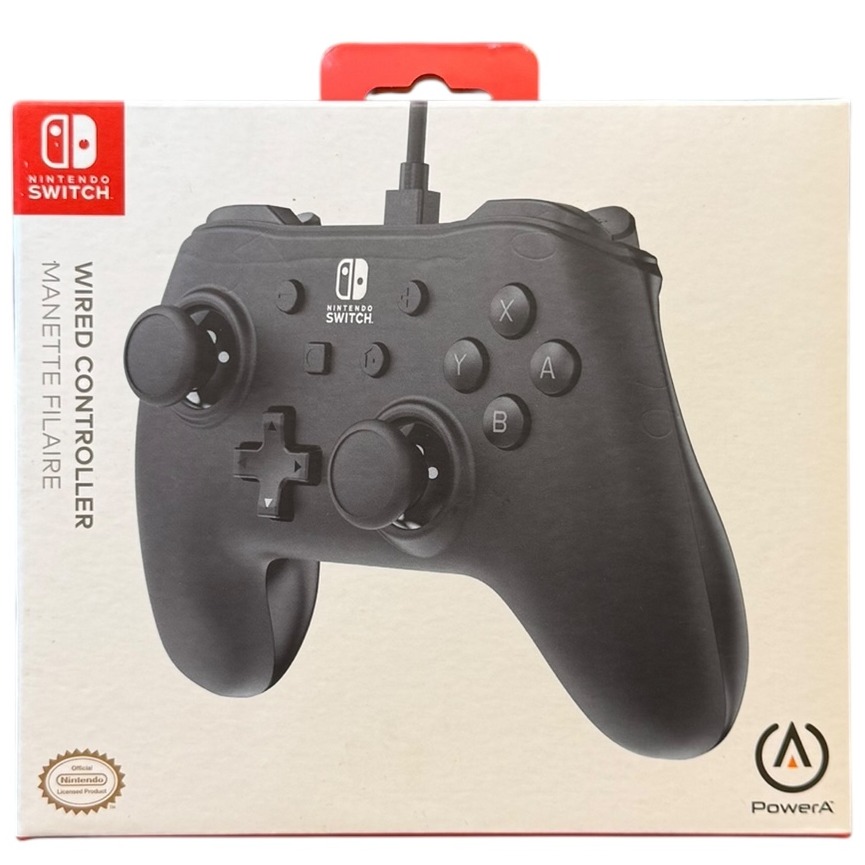 Product photo for New: PowerA Official Controller For Nintendo Switch - Black, Wired