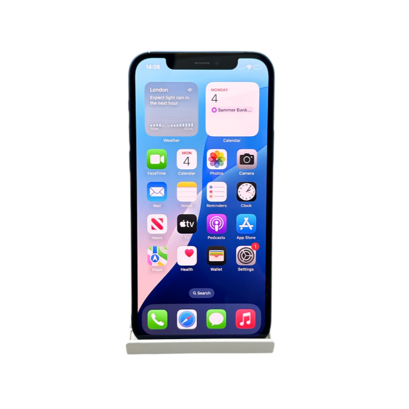 Product photo for iPhone 12 - Unlocked 64GB Blue Battery Service (77%BH)
