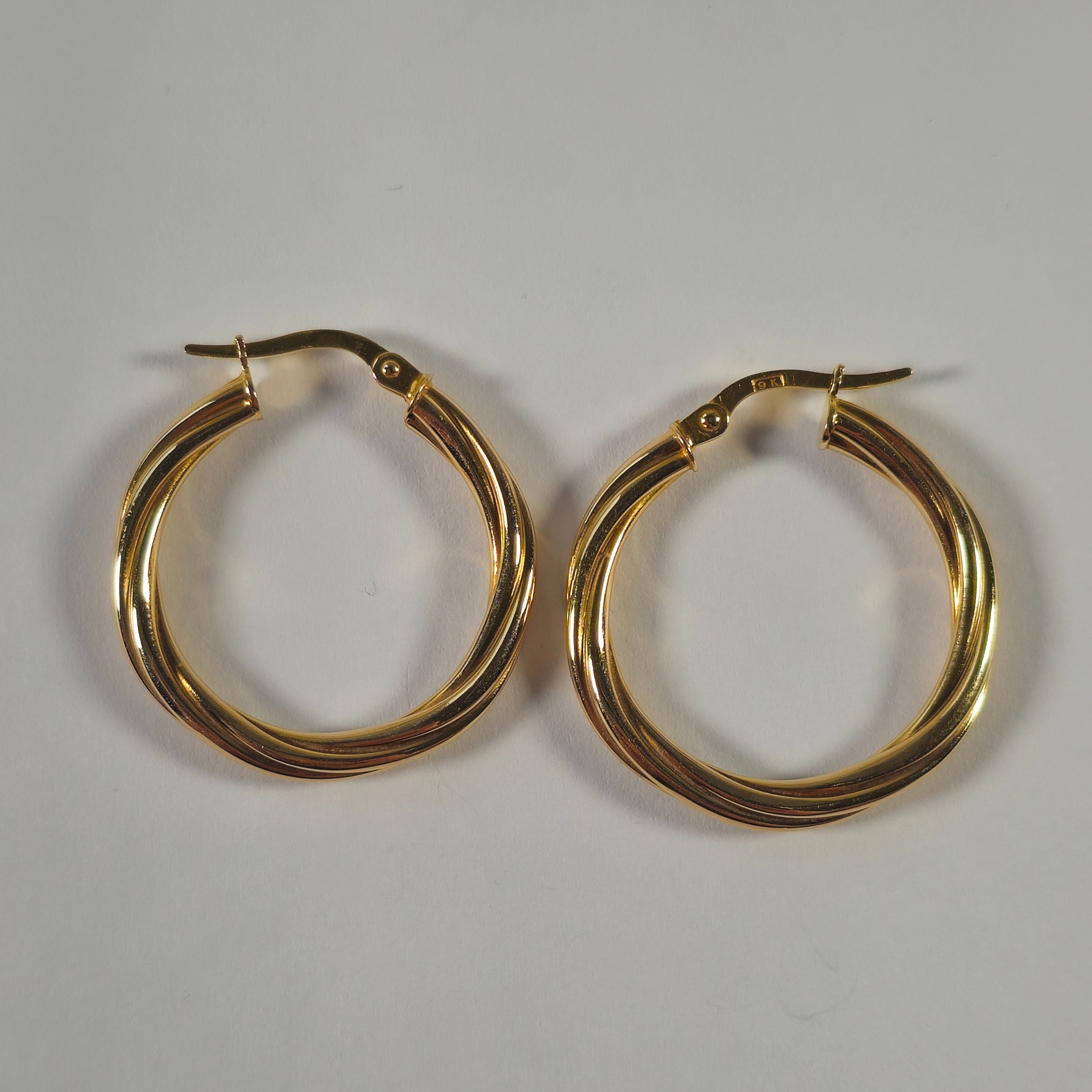 Product photo for 9ct Gold Twisted Round Hoop earrings