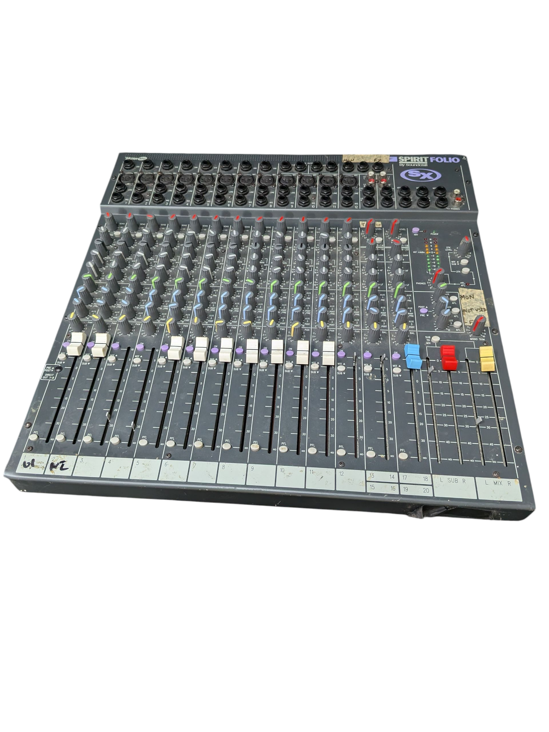 Product photo for Soundcraft Spirit Folio SX 20‑Channel Mixer Unit + Box (Used, Untested)