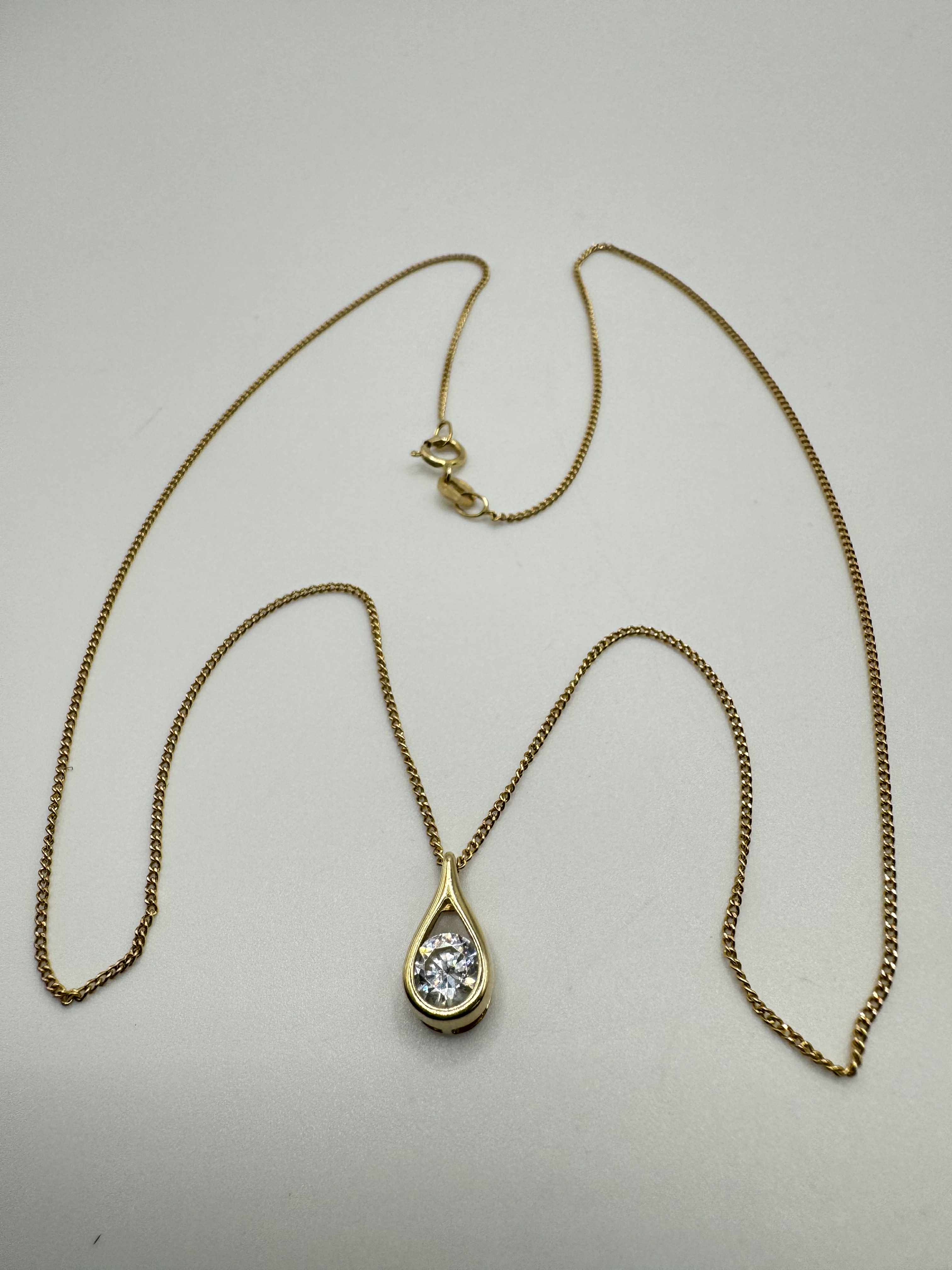 Product photo for 9ct Fine Chain & CZ Pendant