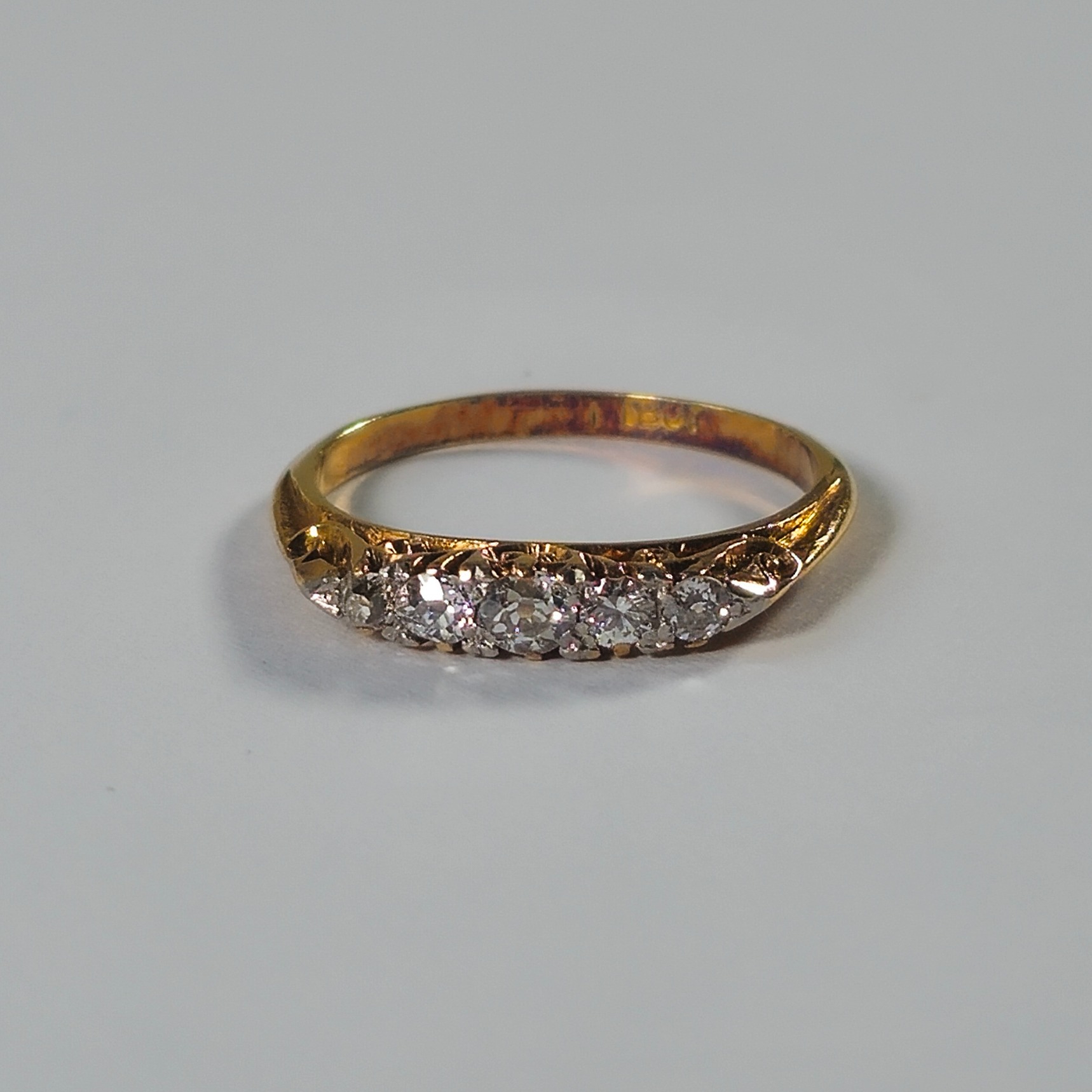 Product photo for 18ct Gold Very White & Sparkly Diamond Graduation Band Ring Size O1/2