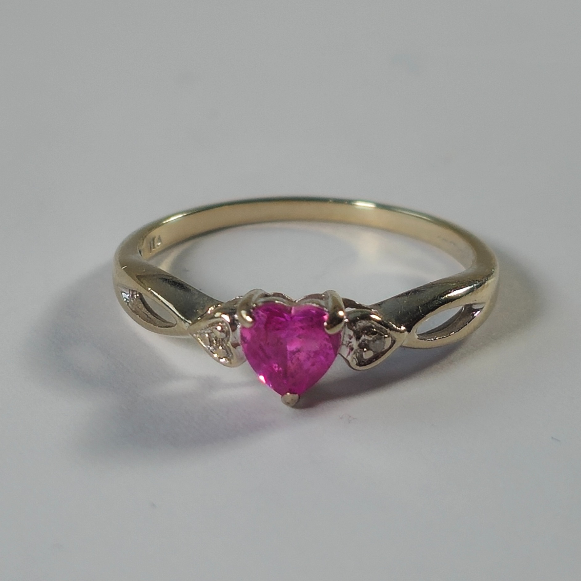 Product photo for 9ct Fading White Gold Diamond & Pink Sapphire Engagement Ring Size O1/2