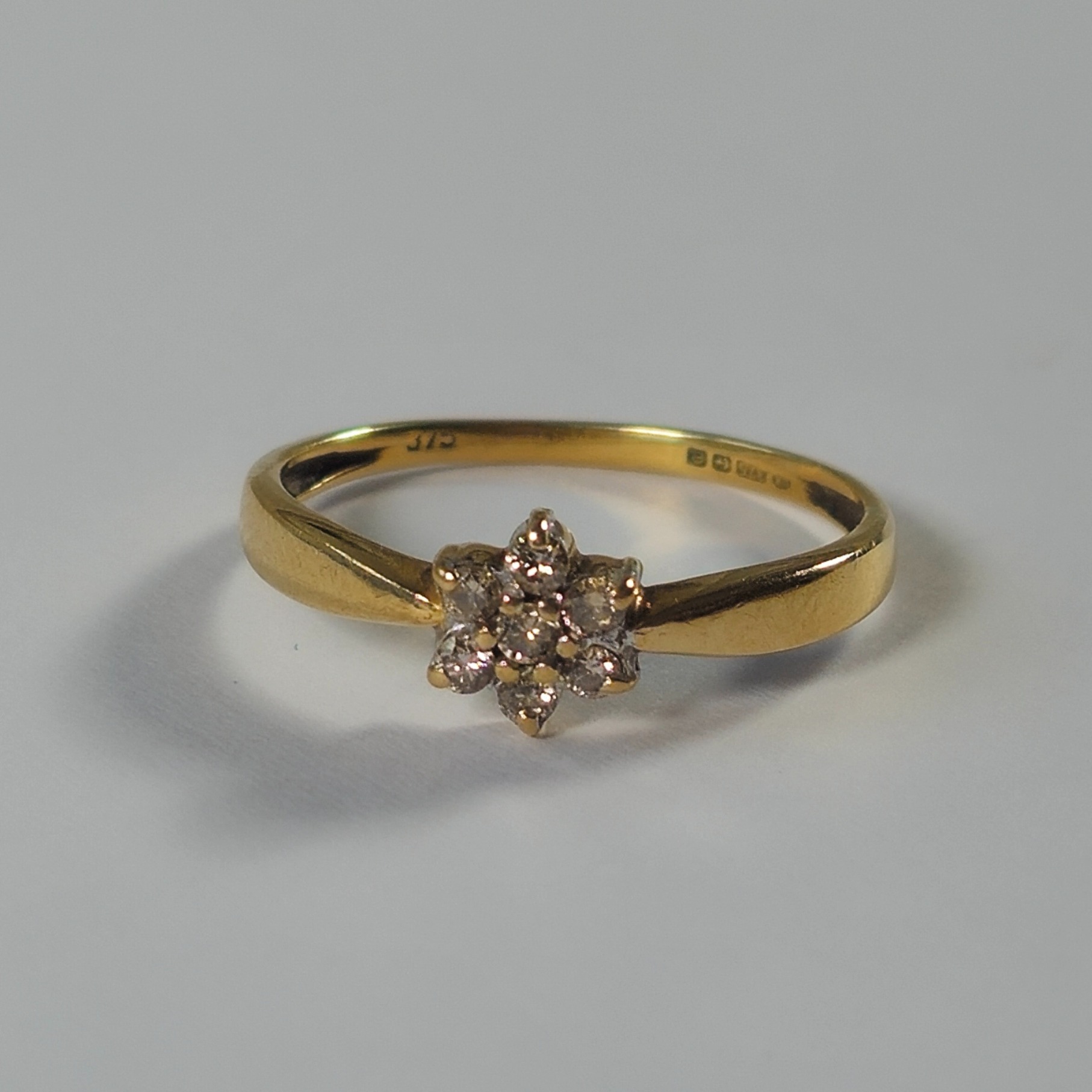 Product photo for 9ct Gold Diamond Flower Ring Size N