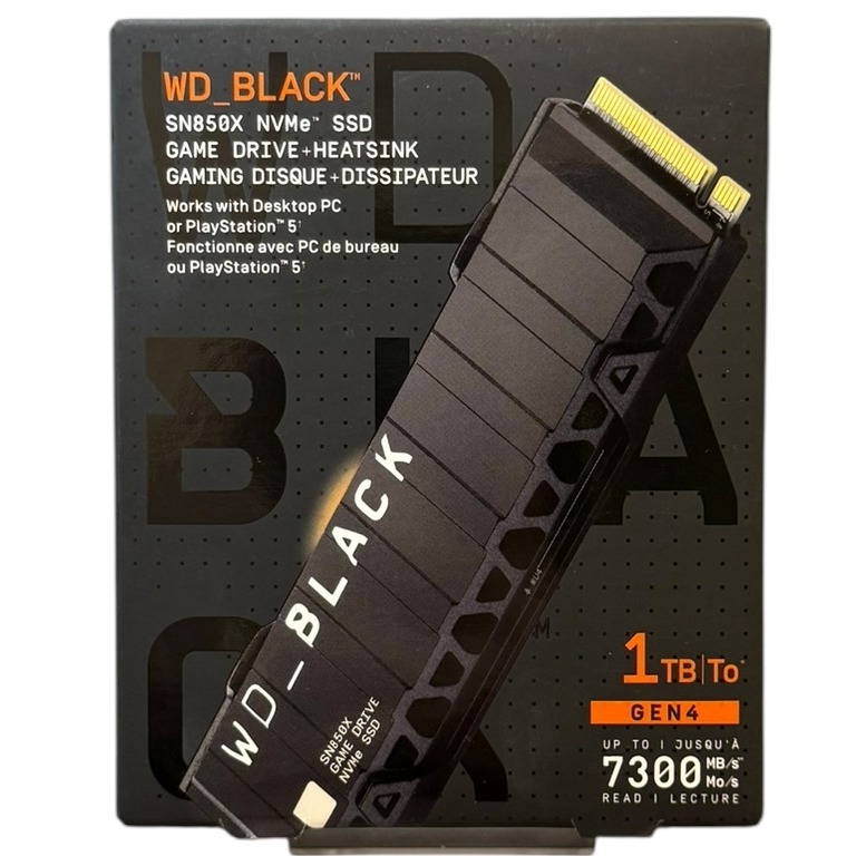 Product photo for Boxed: WD_Black SN850X PCIe NVMe M.2 GameDrive- 1TB, W/ Heatsink