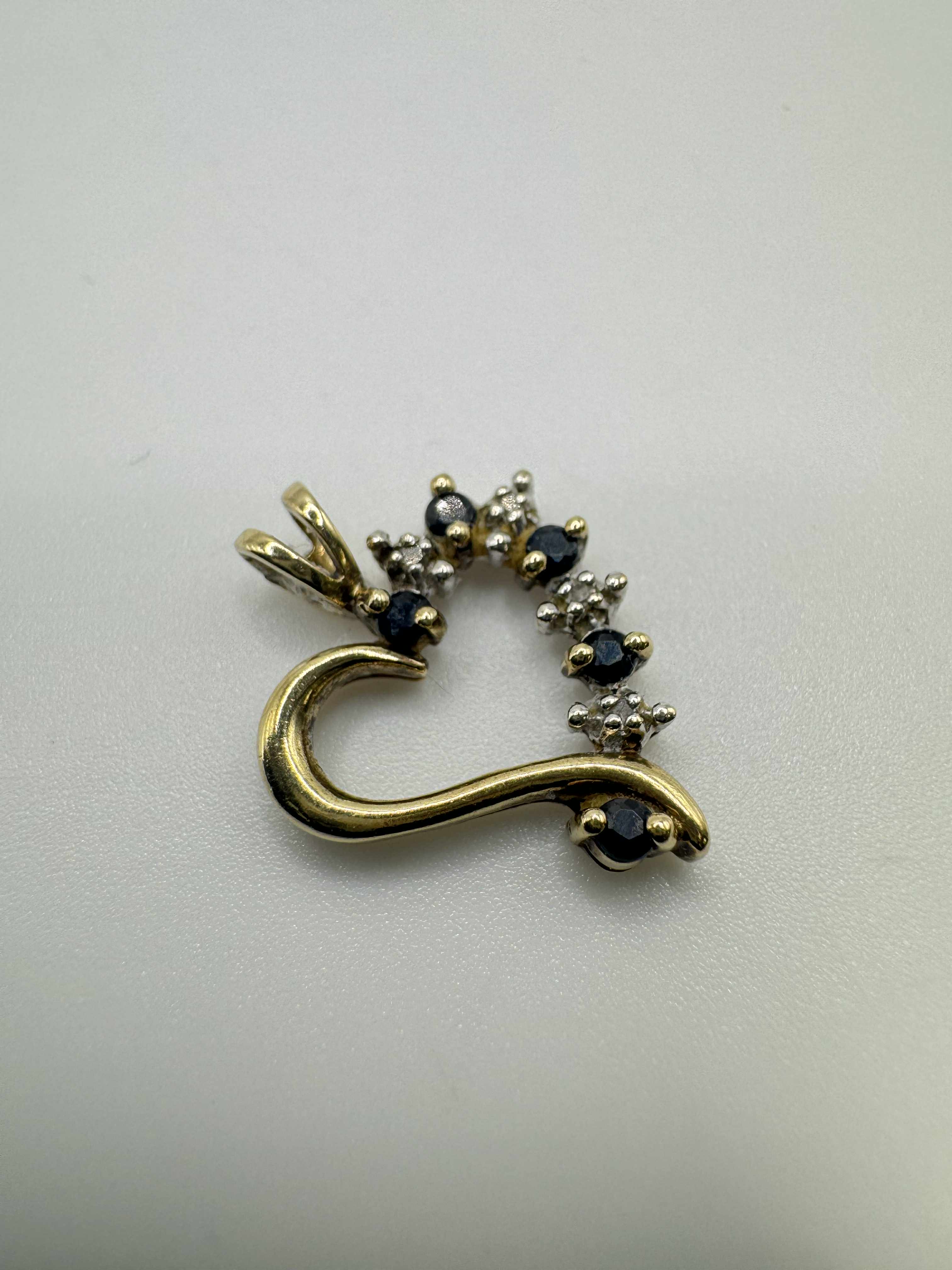 Product photo for 9ct Sapphire & Diamond Heart Pendant