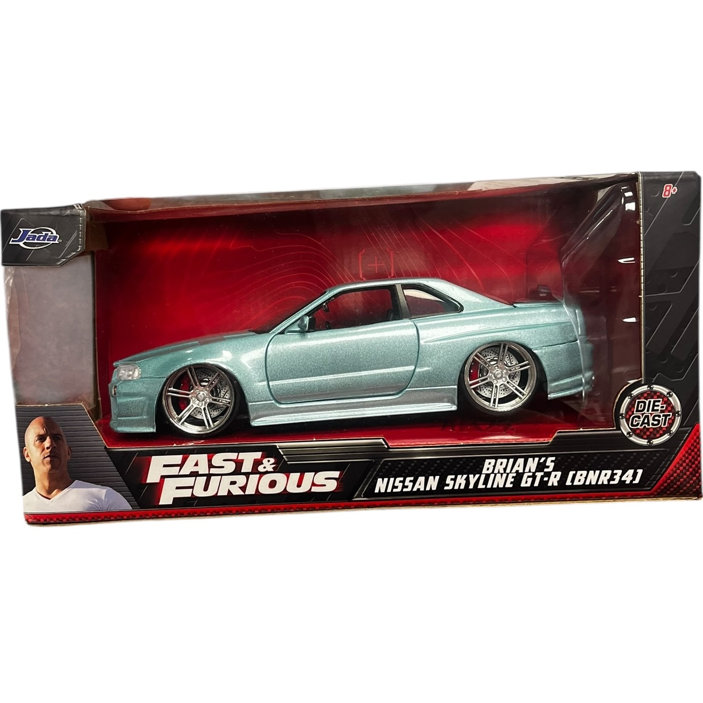 Product photo for Jada Die-Cast Fast & Furious - Brian's Nissan Skyline GT-R (BNR34, 1:24 Scale)