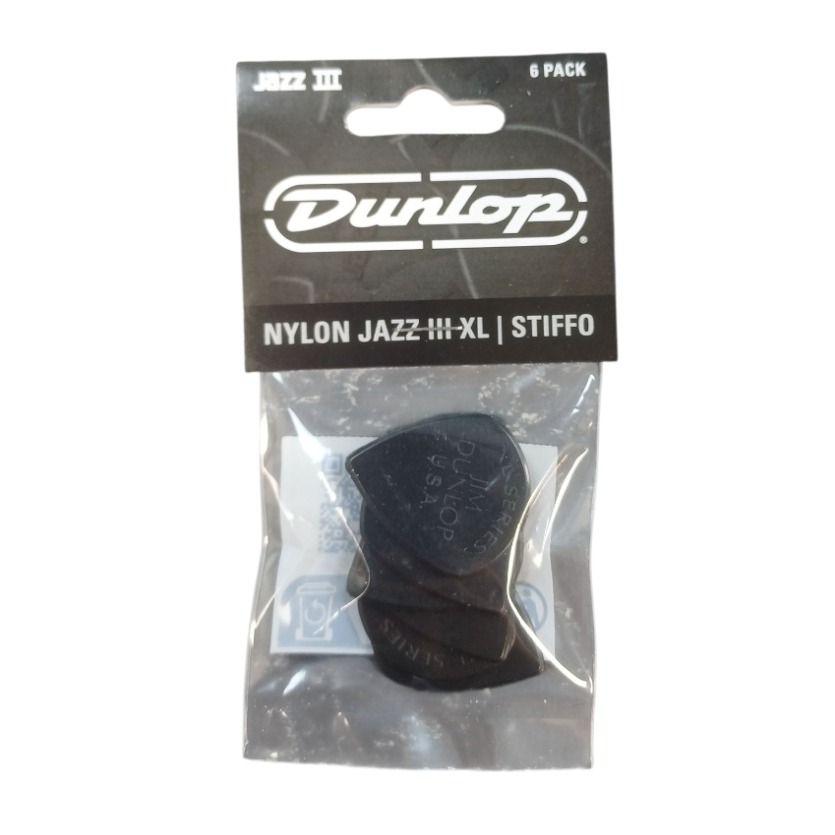 Product photo for Dunlop Picks - Nylon Jazz III XL Black Pack 6