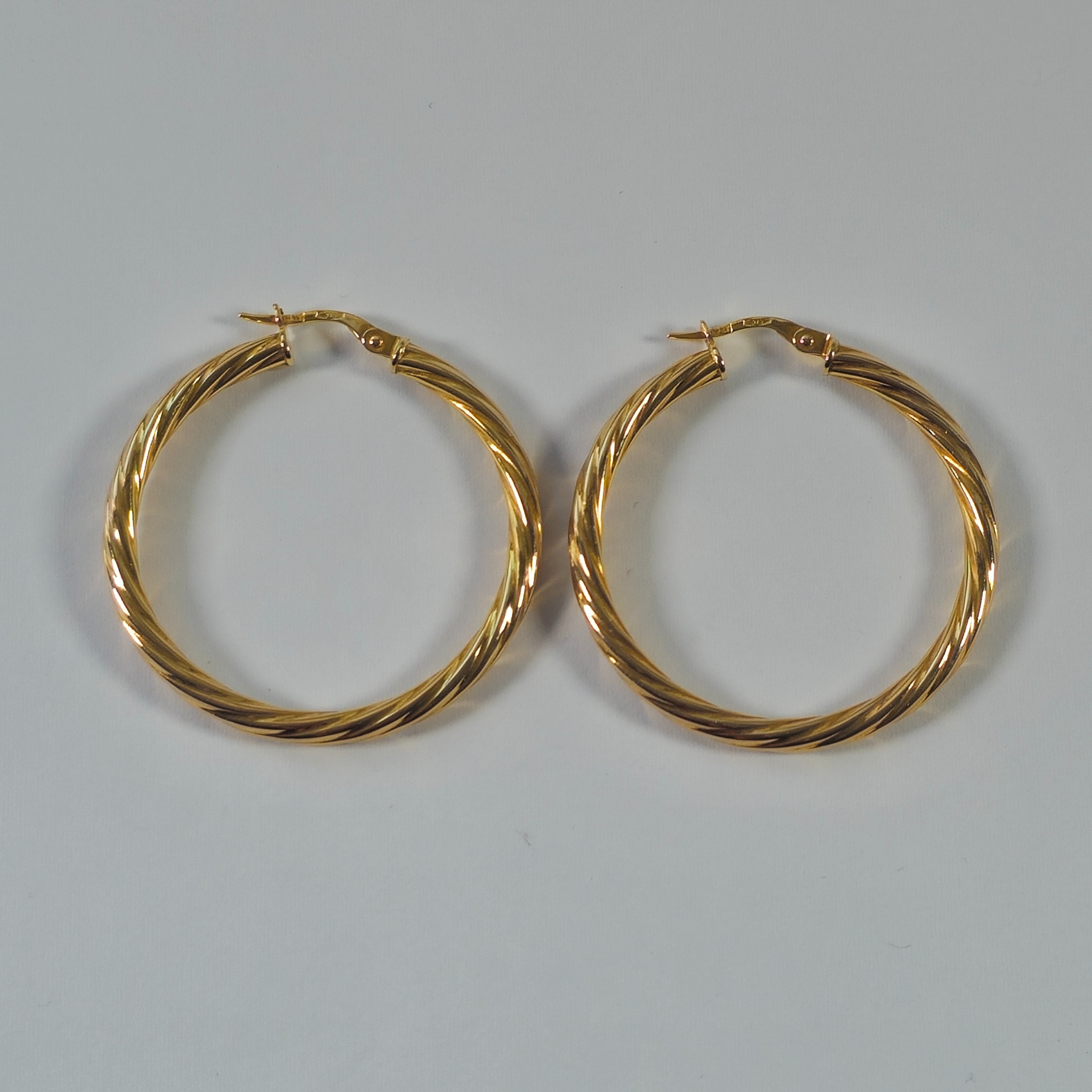 Product photo for 9ct Gold Round Twisted Hoop Earrings