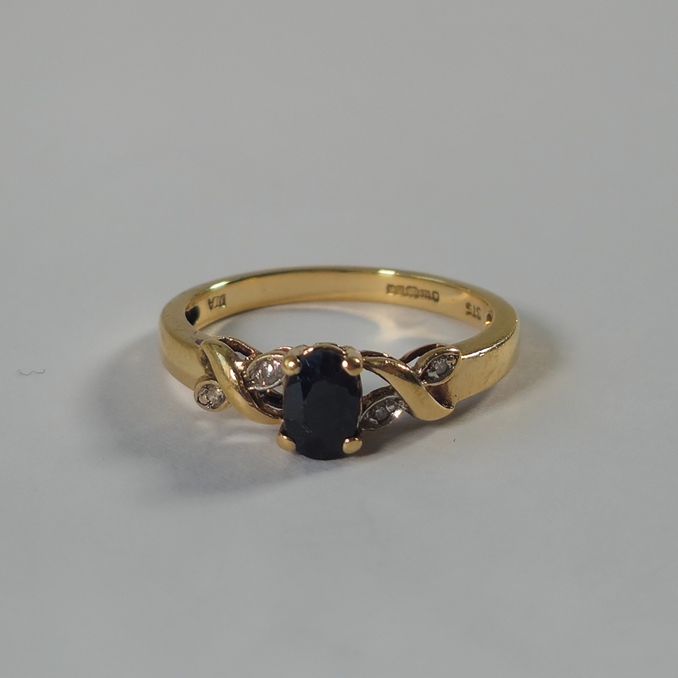 Product photo for 9ct Gold Sapphire & Diamond Engagement Style Ring Size L1/2