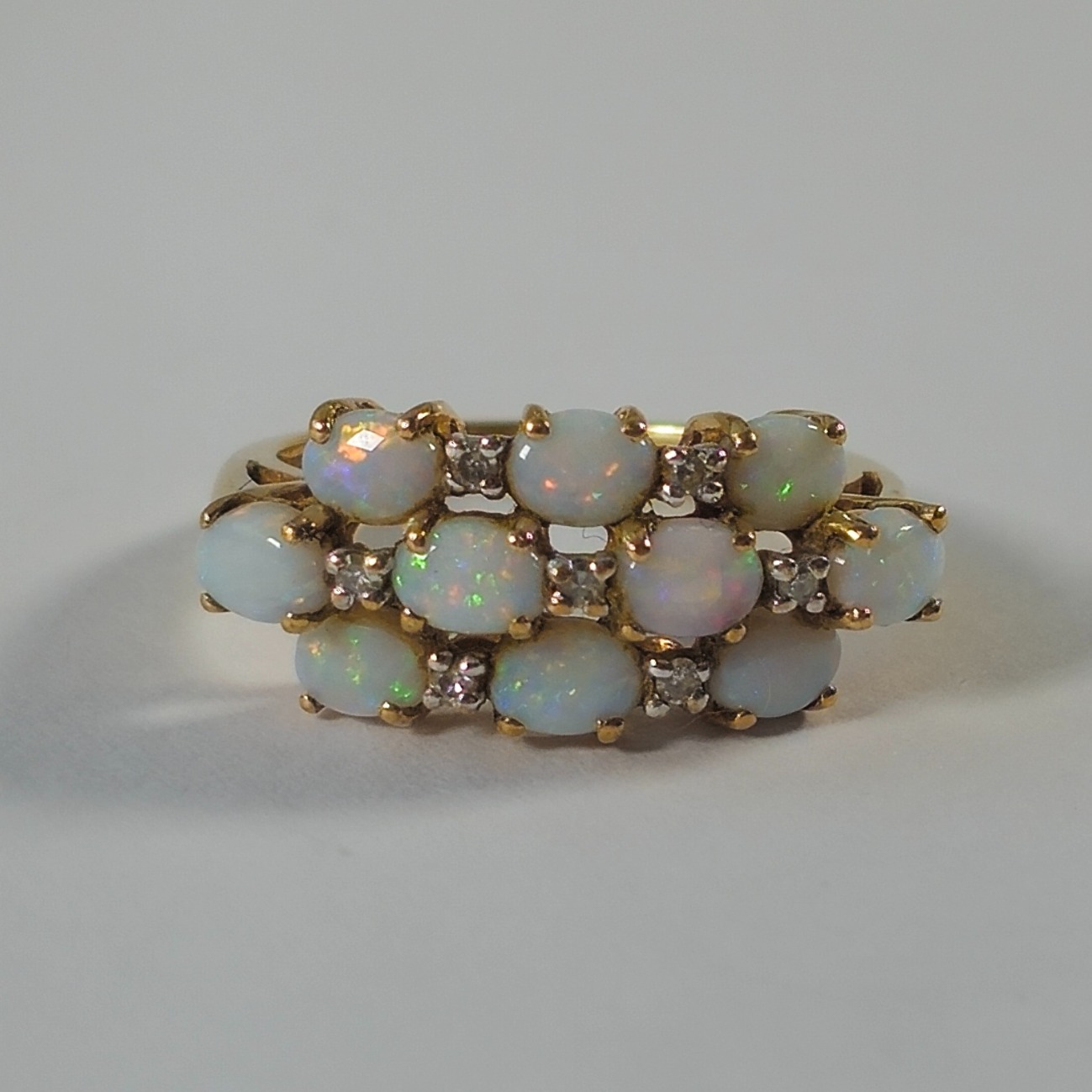 Product photo for 9ct Gold Opal & Diamond Ring Size H