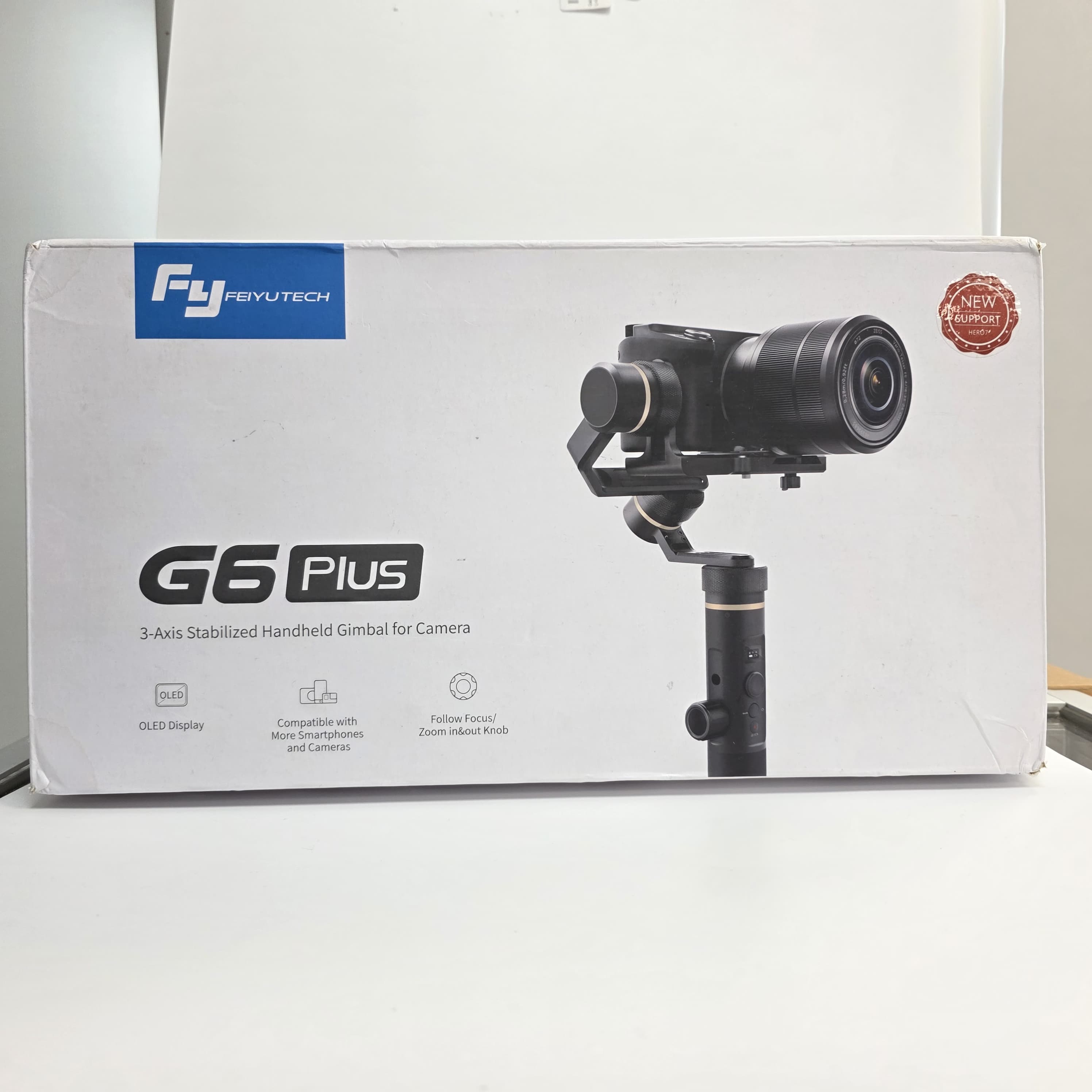 Product photo for FeiyuTech G6 Plus 3-Axis Gimbal Stabilizer for Phone & Camera.