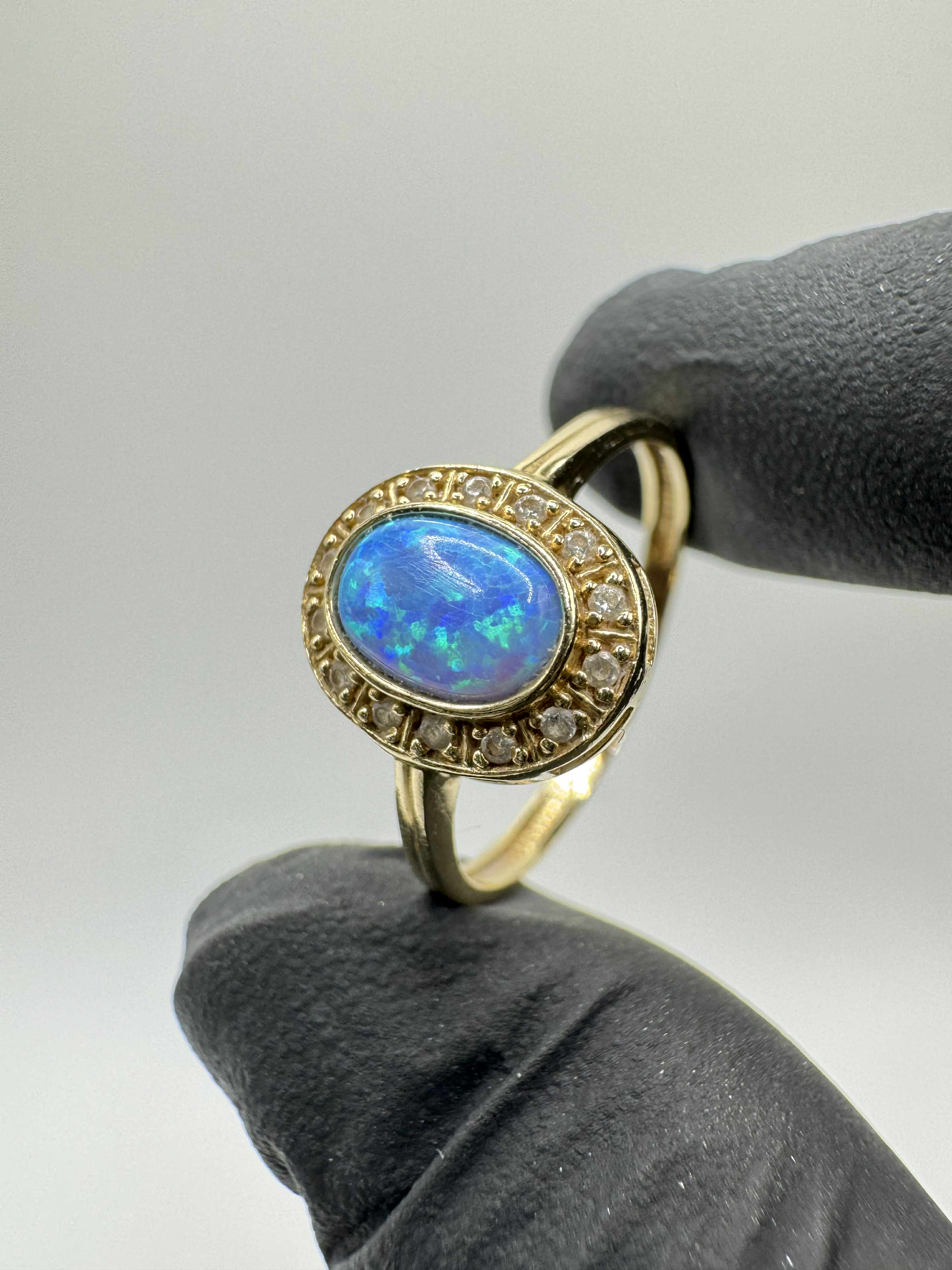 Product photo for 14ct CZ & Blue Opal Ring