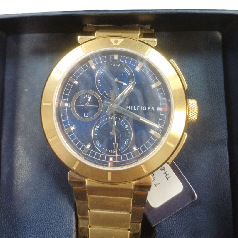 Product photo for Tommy Hilfiger Navy & Gold Stainless Steel Strap Watch Mens 1792118