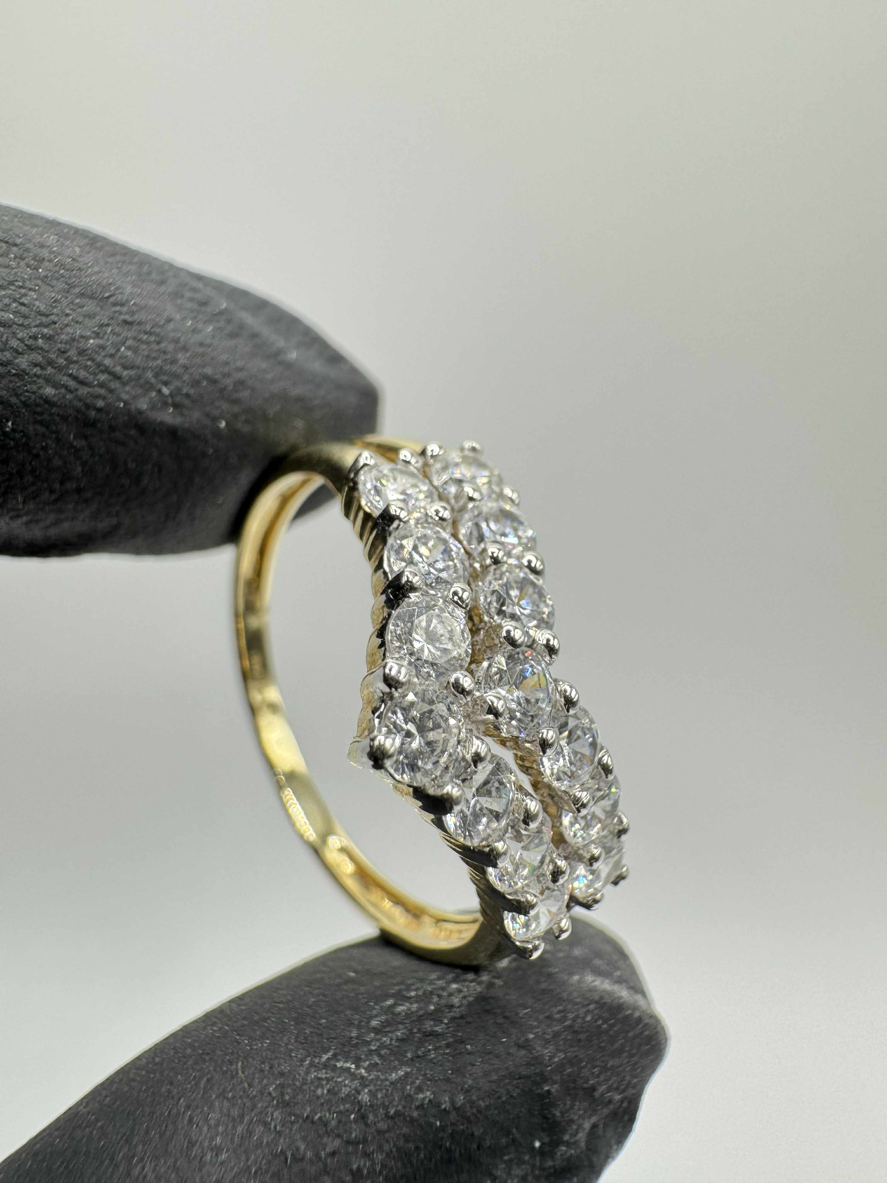 Product photo for 14ct Two Row CZ Wishbone Ring