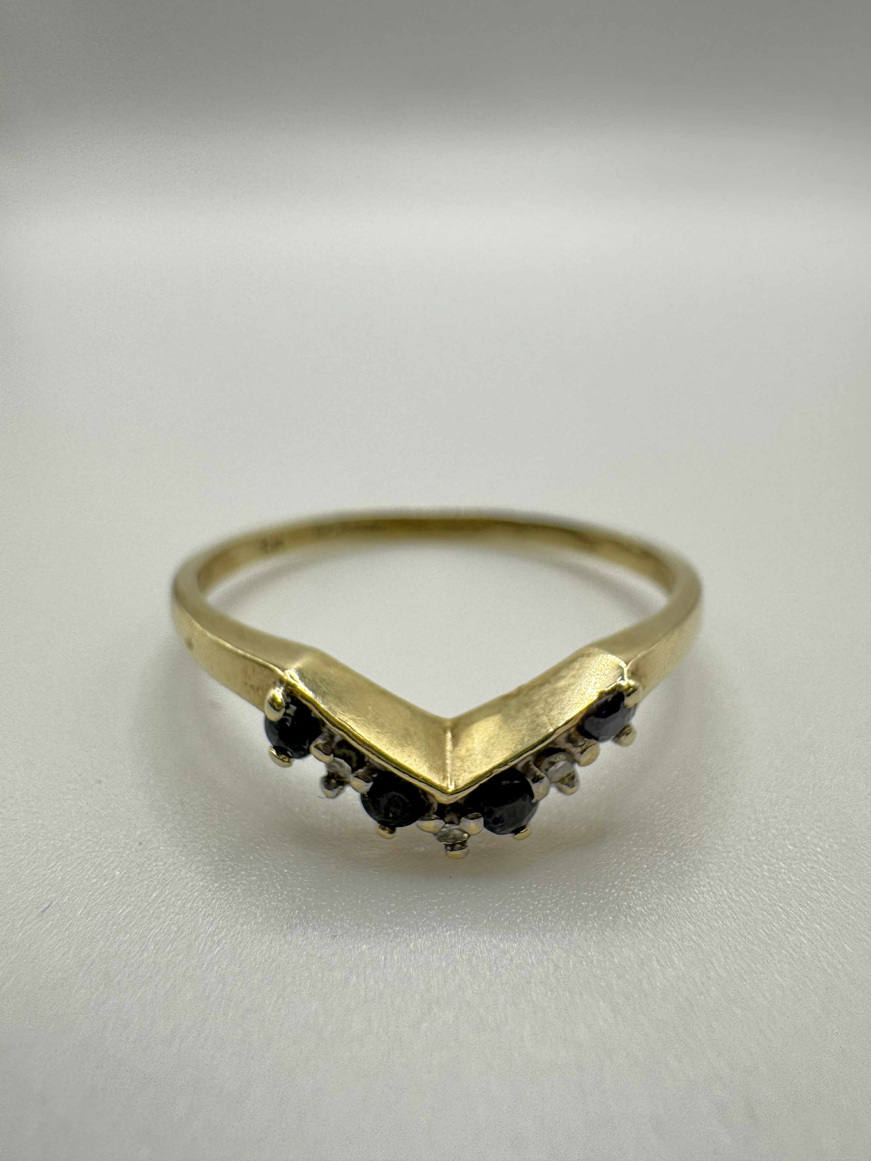 Product photo for 9ct Sapphire & Diamond Wishbone Ring