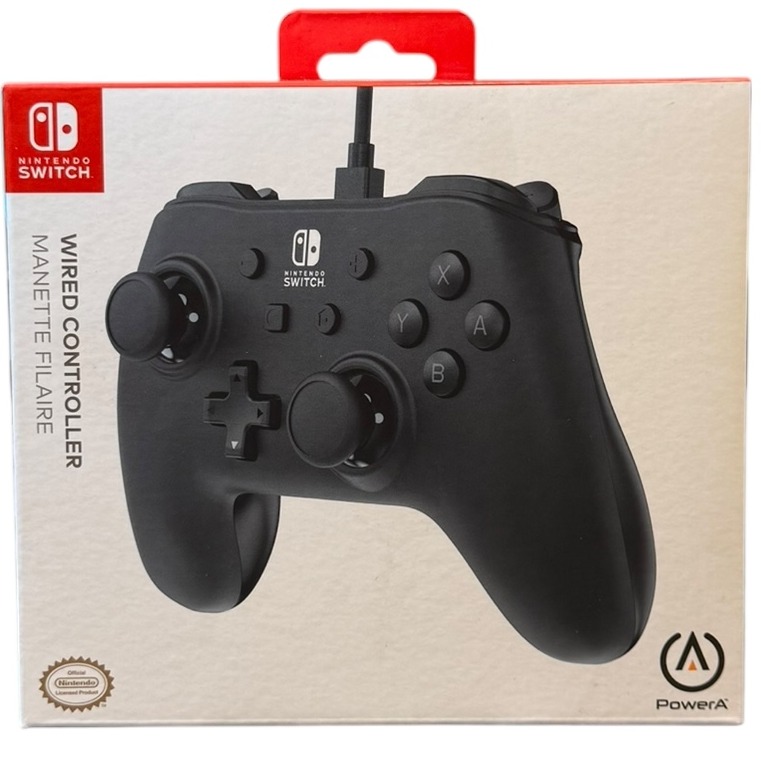 Product photo for New: PowerA Official Controller For Nintendo Switch - Black, Wired