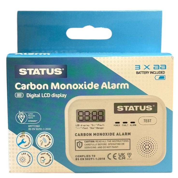 Product photo for New: Status Carbon Monoxide Alarm - Digital Display, 85dB