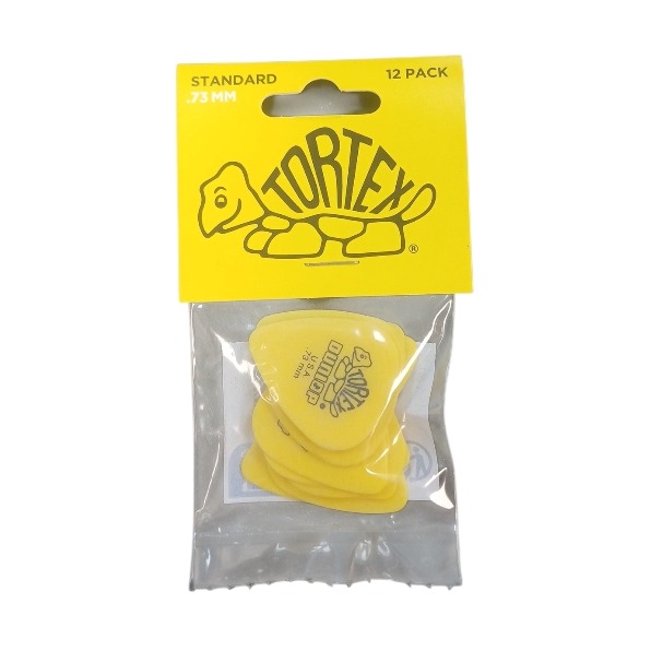 Product photo for Dunlop Picks - Tortex Standard Yellow 0.73mm Pack 12