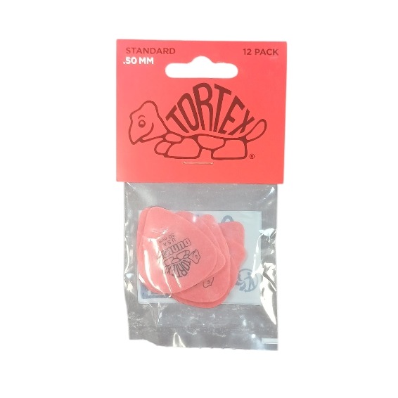 Product photo for Dunlop Picks - Tortex Standard Red 0.50mm Pack 12