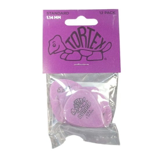 Product photo for Dunlop Picks - Tortex Standard Purple 1.14mm Pack 12