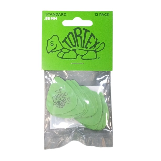 Product photo for Dunlop Picks - Tortex Standard Green 0.88mm Pack 12