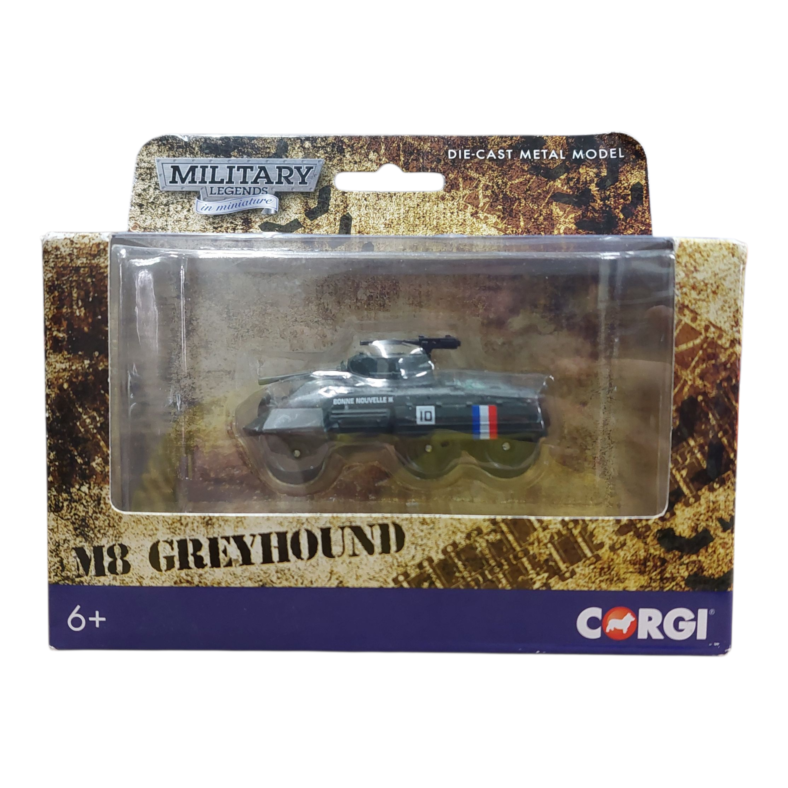 Product photo for Corgi Military Legends CS90640 M8 Greyhound Armoured Car Die‑Cast Model