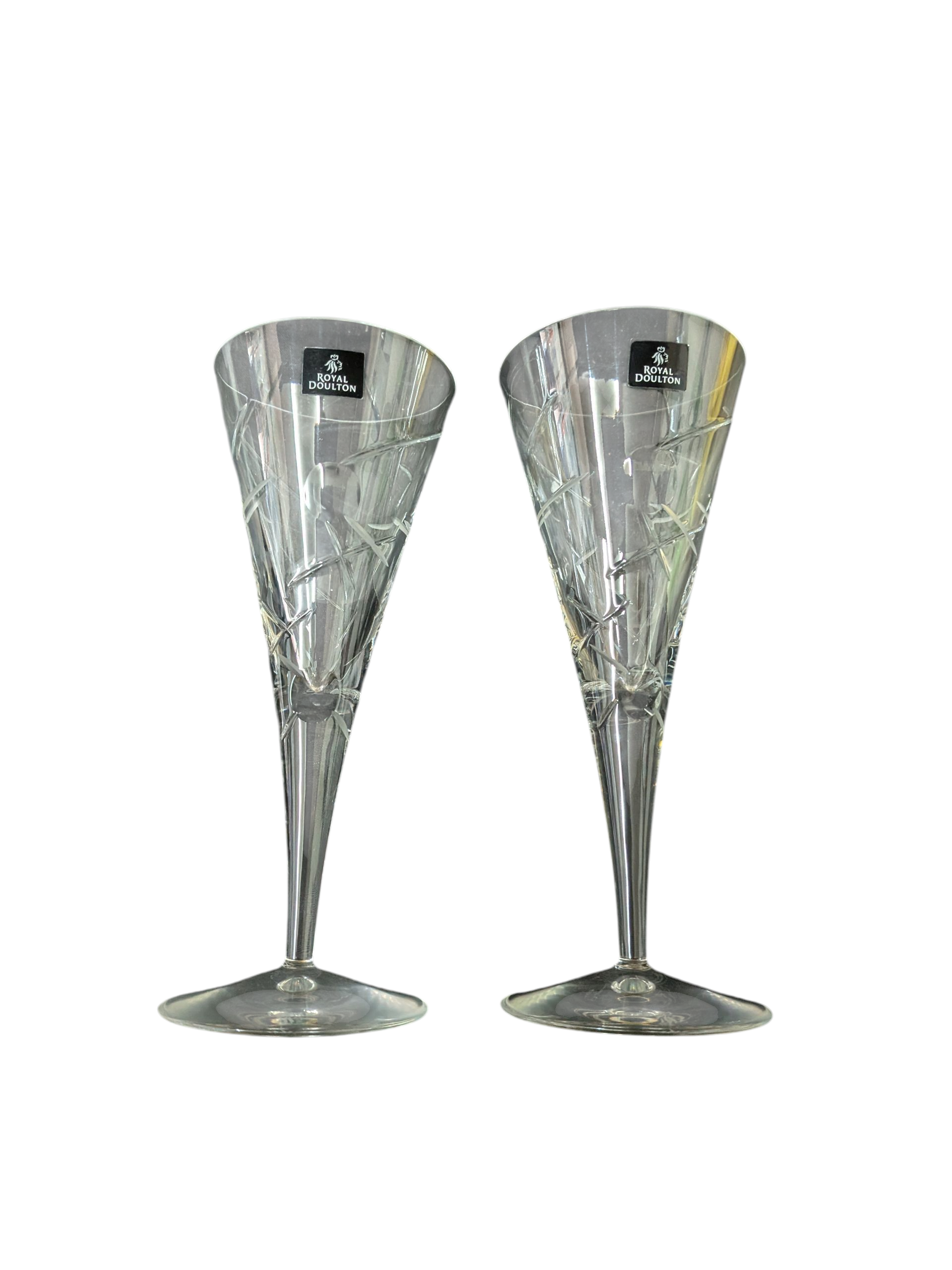 Product photo for Royal Doulton Cone‑Shaped Crystal Wine Glasses — Pair, No Box