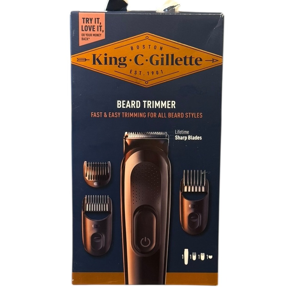 Product photo for New: King C Gillette Beard Trimmer (3x Combs, Black)