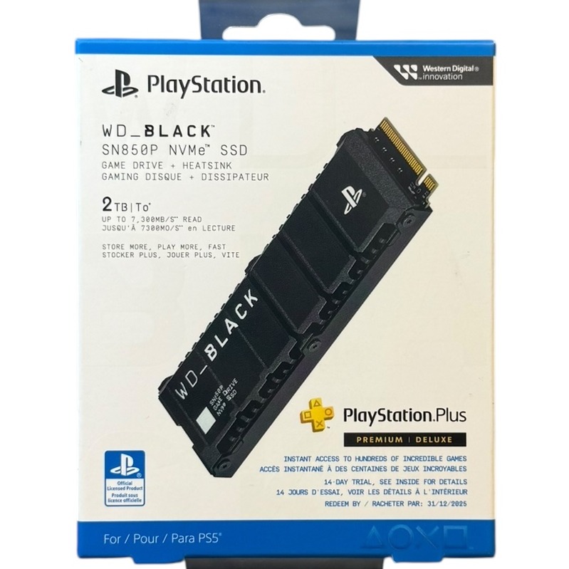 Product photo for New: WD_Black SN850P NVMe SSD W/ Heatsink For PlayStation 5 (2TB Storage)