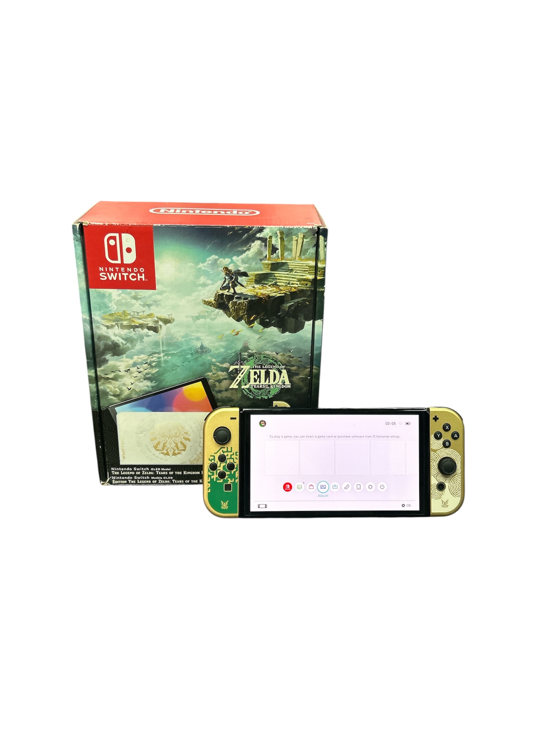 Product photo for Nintendo Switch OLED 64GB, Legend of Zelda + Gold Joy-Cons, Boxed