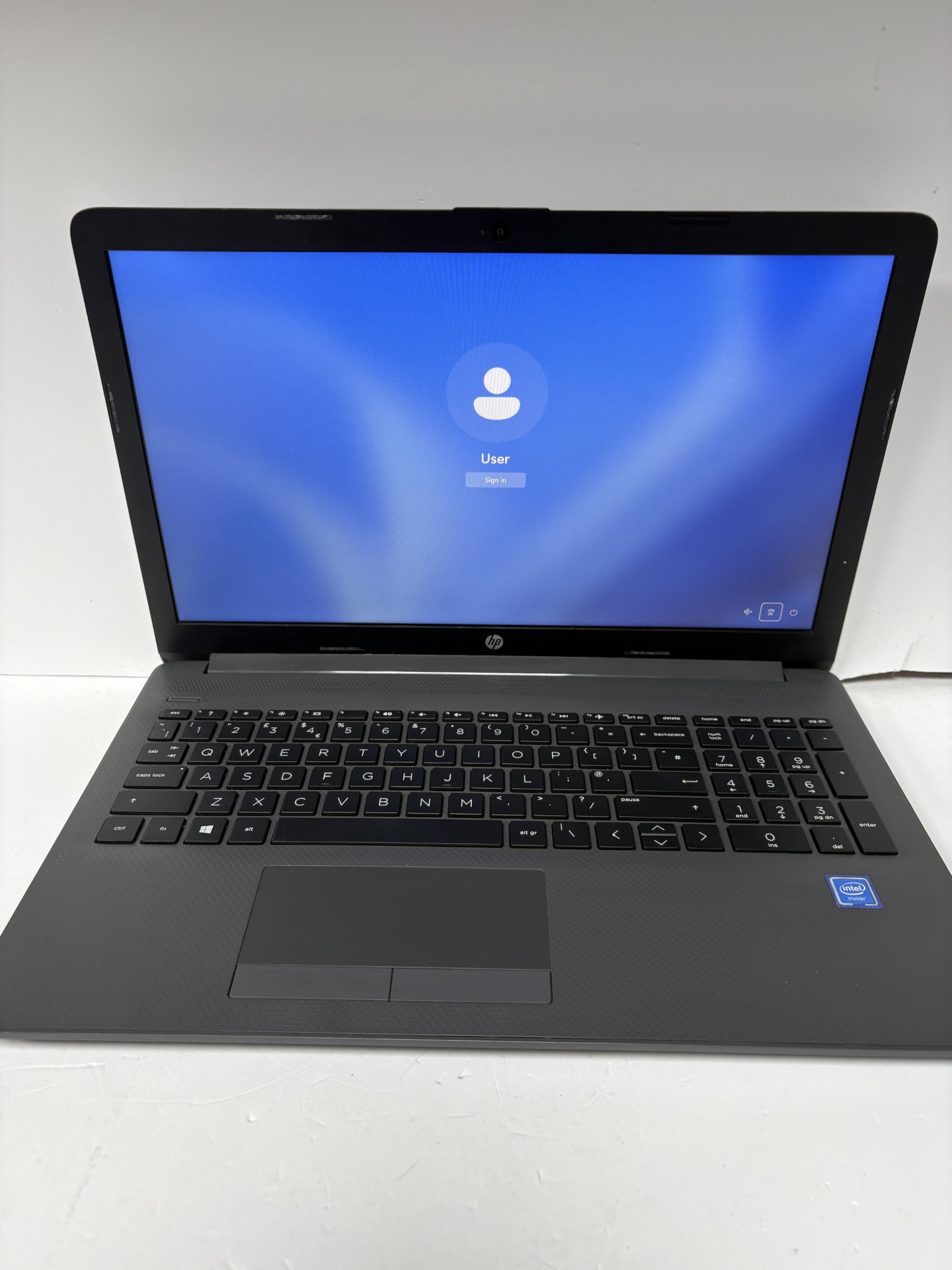 Product photo for hp 250 g7 notebook 4gb ram 128gb SSD windows 11 intel Celeron n4020 @1.10ghz grey unboxed