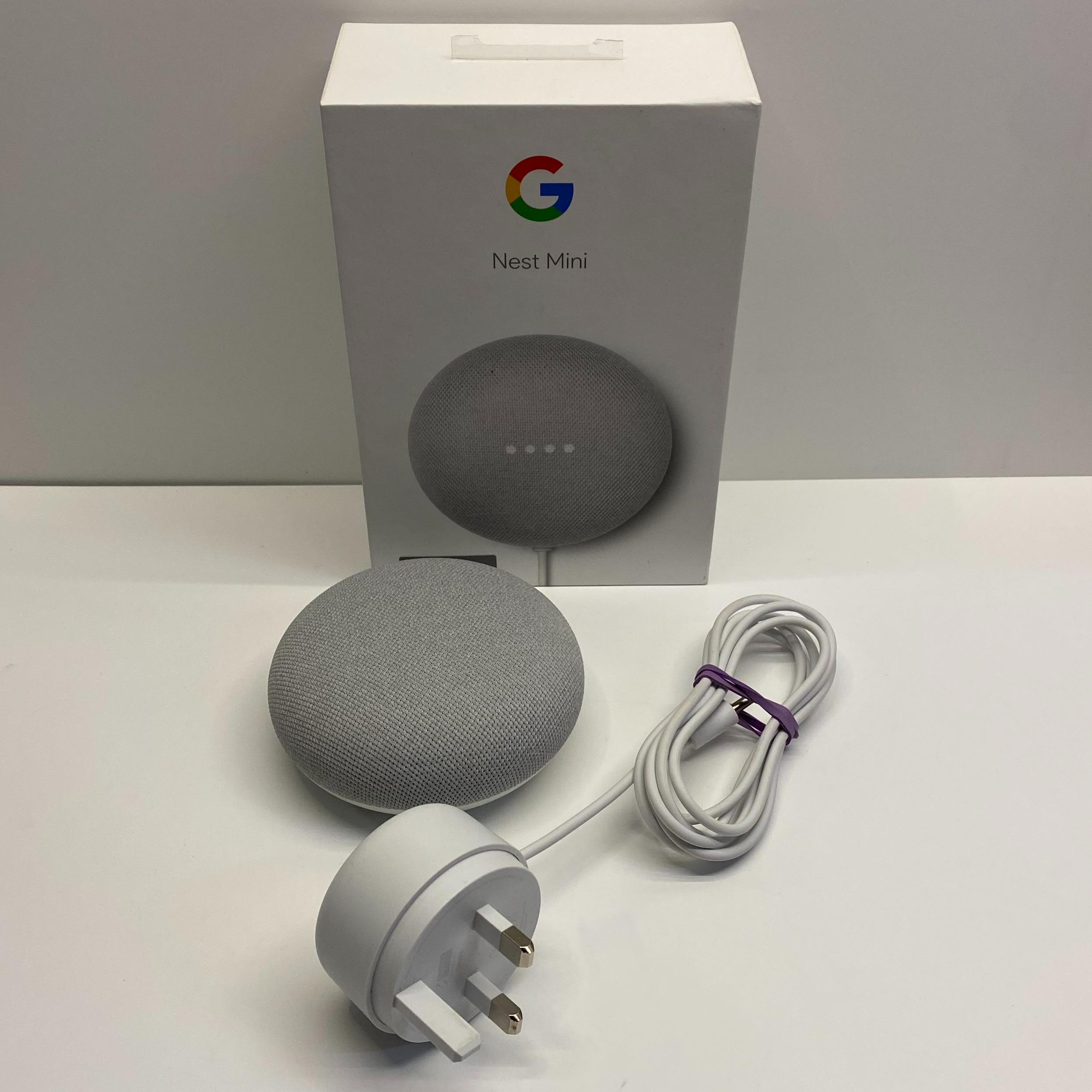Product photo for Google Nest Mini 2nd Generation in Chalk Boxed