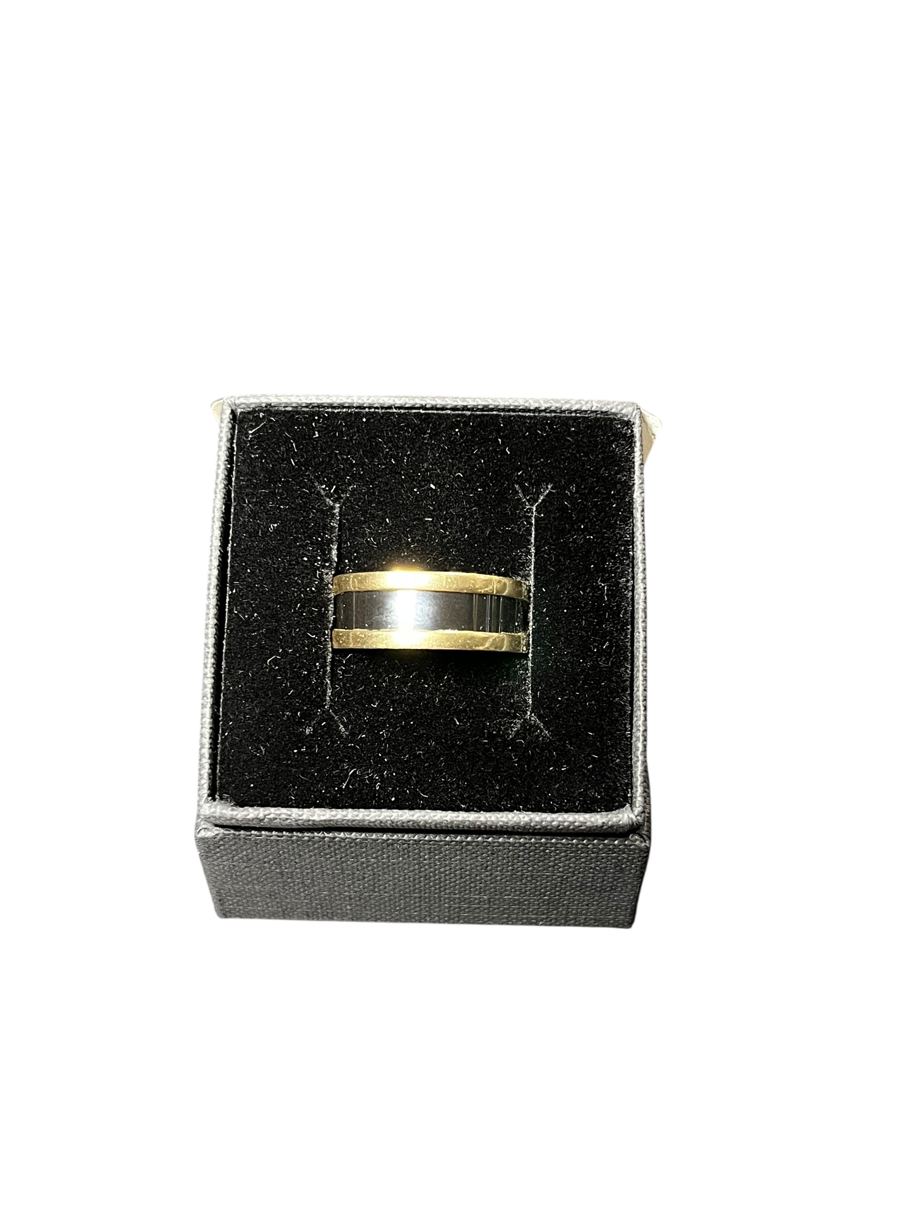 Product photo for 14ct Three-Tone ‘BVLGARI’ Design Ring – Size S