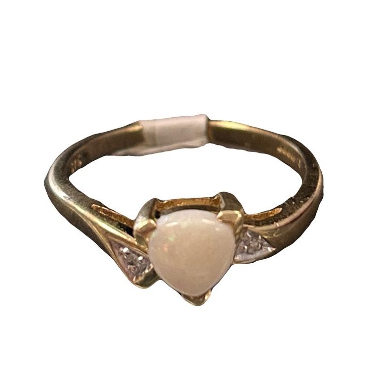 Product photo for NEW 9CT Gold Opal & Diamond Ring - Size O