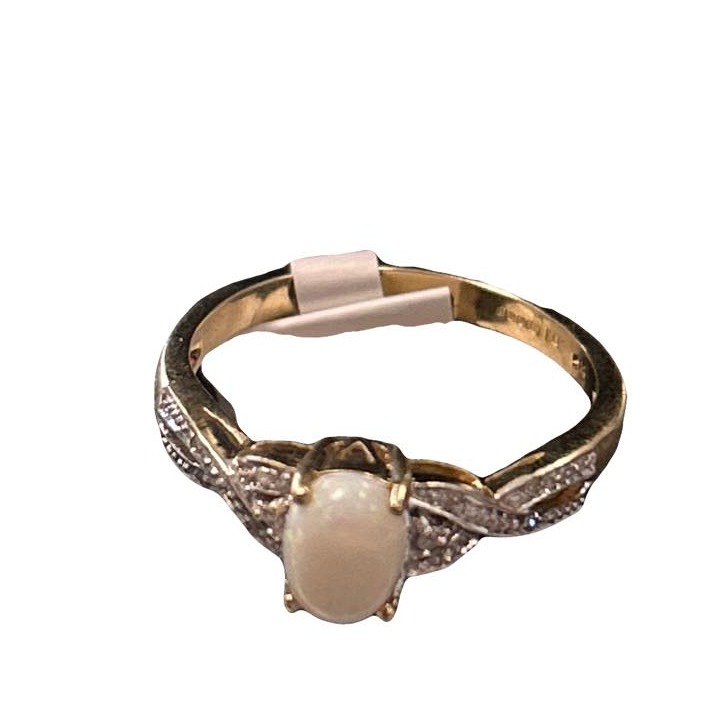 Product photo for NEW 9CT Gold Opal & Diamond Ring - Size P