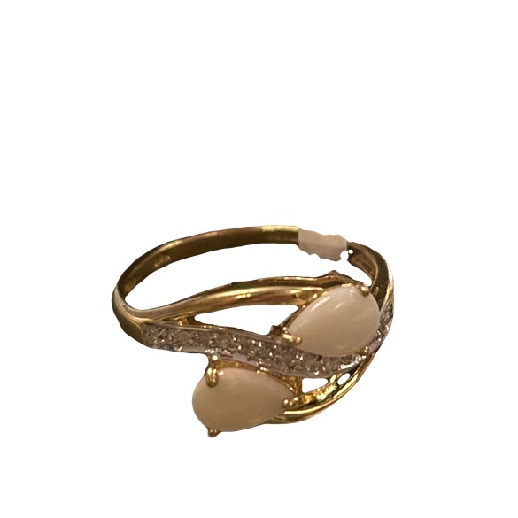 Product photo for NEW 9CT Gold with Opal & Diamond Ring - Size P