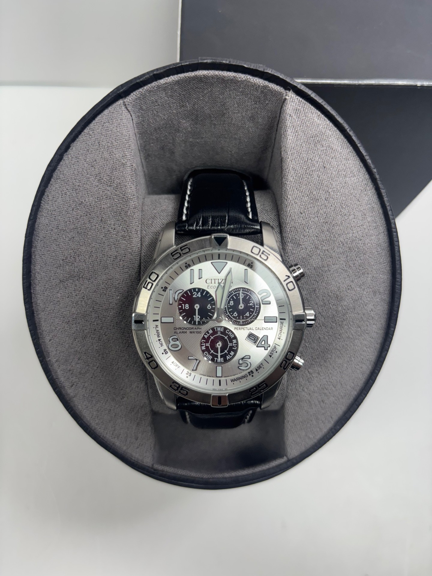 Product photo for silver and black citizen watch