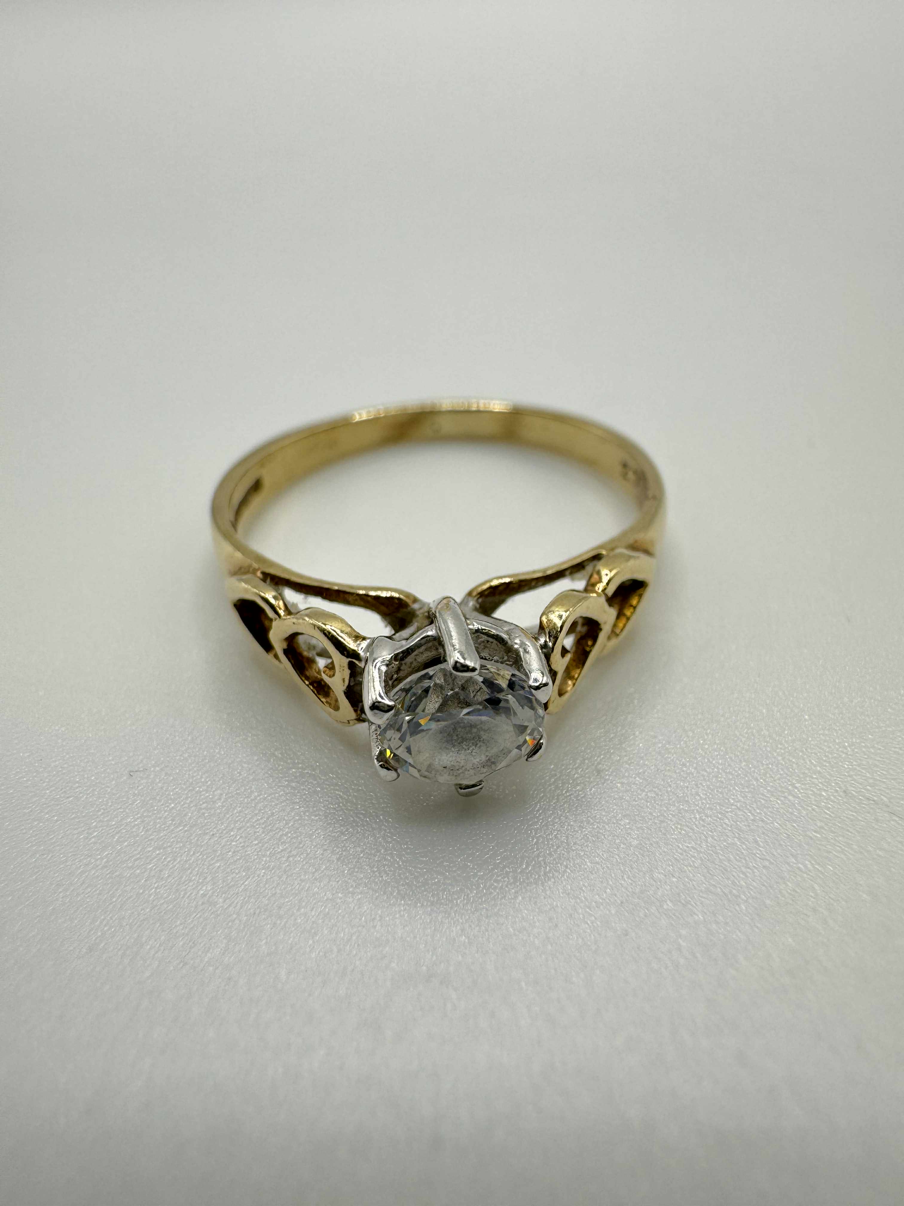 Product photo for 9ct Heart Shoulders CZ Solitaire Ring