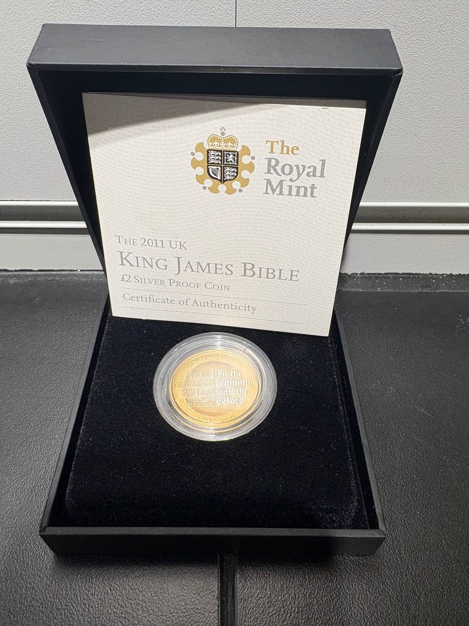 Product photo for 2011 £2 King James Bible Silver Proof Two Pound Coin Cased With COA Royal Mint