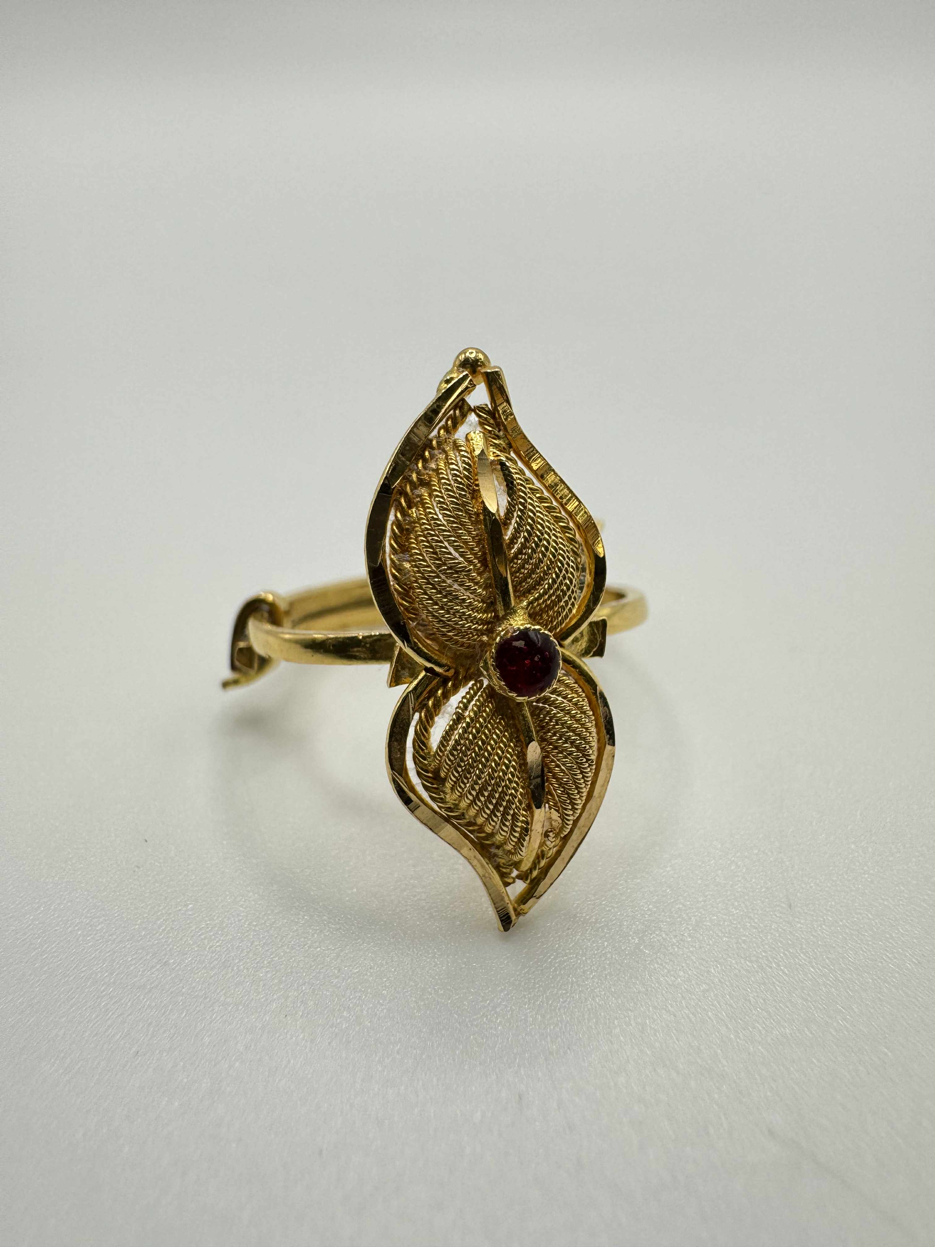 Product photo for 22ct Red Gemstone Floral Style Ring