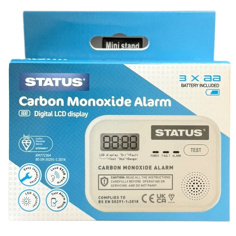Product photo for New: Status Carbon Monoxide Alarm - Digital Display, 85dB