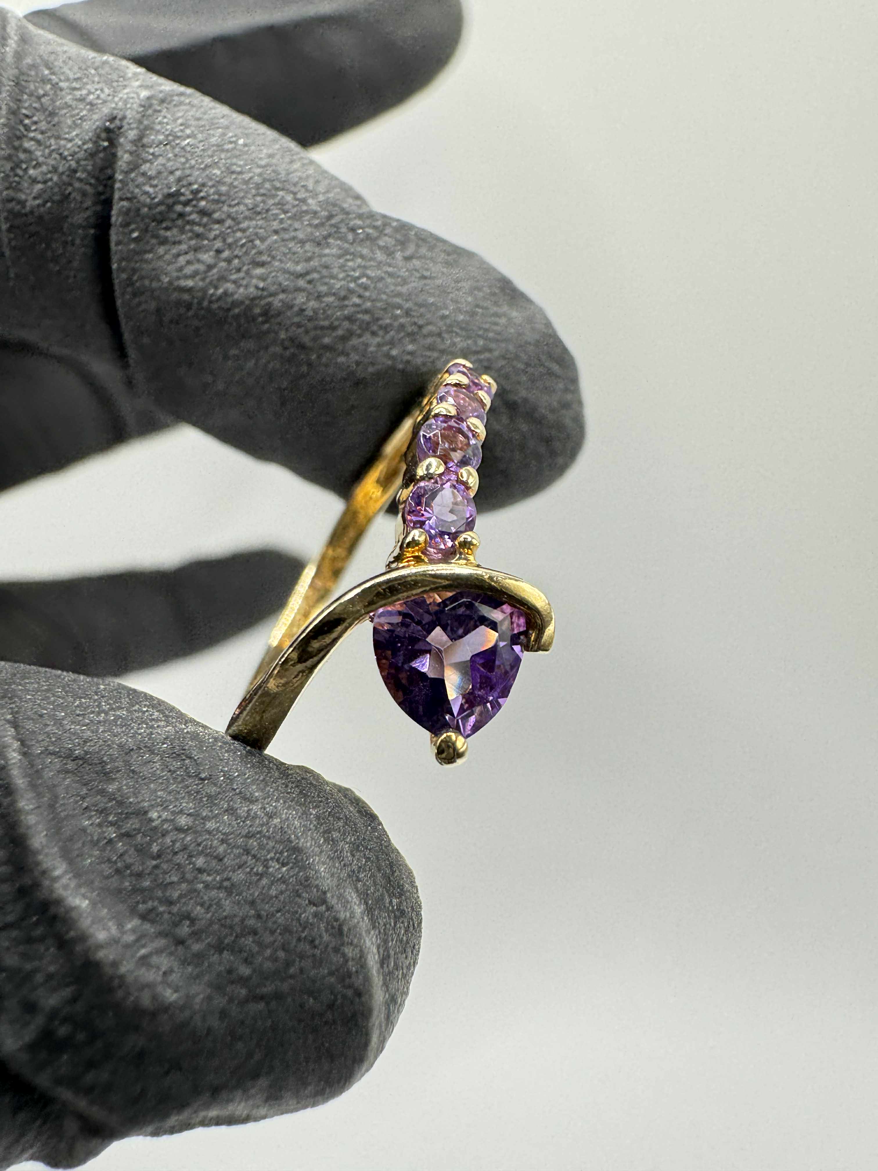 Product photo for 9ct Amethyst Apex Cross Over Ring