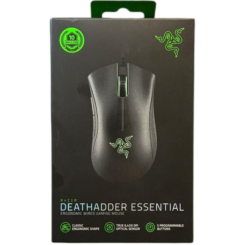 Product photo for New: Razer DeathAdder Essential Ergonomic Wired Gaming Mouse - Black