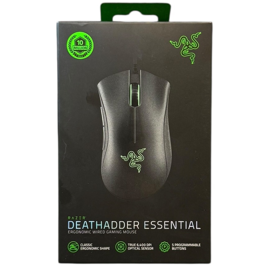 Product photo for New: Razer DeathAdder Essential Ergonomic Wired Gaming Mouse - Black