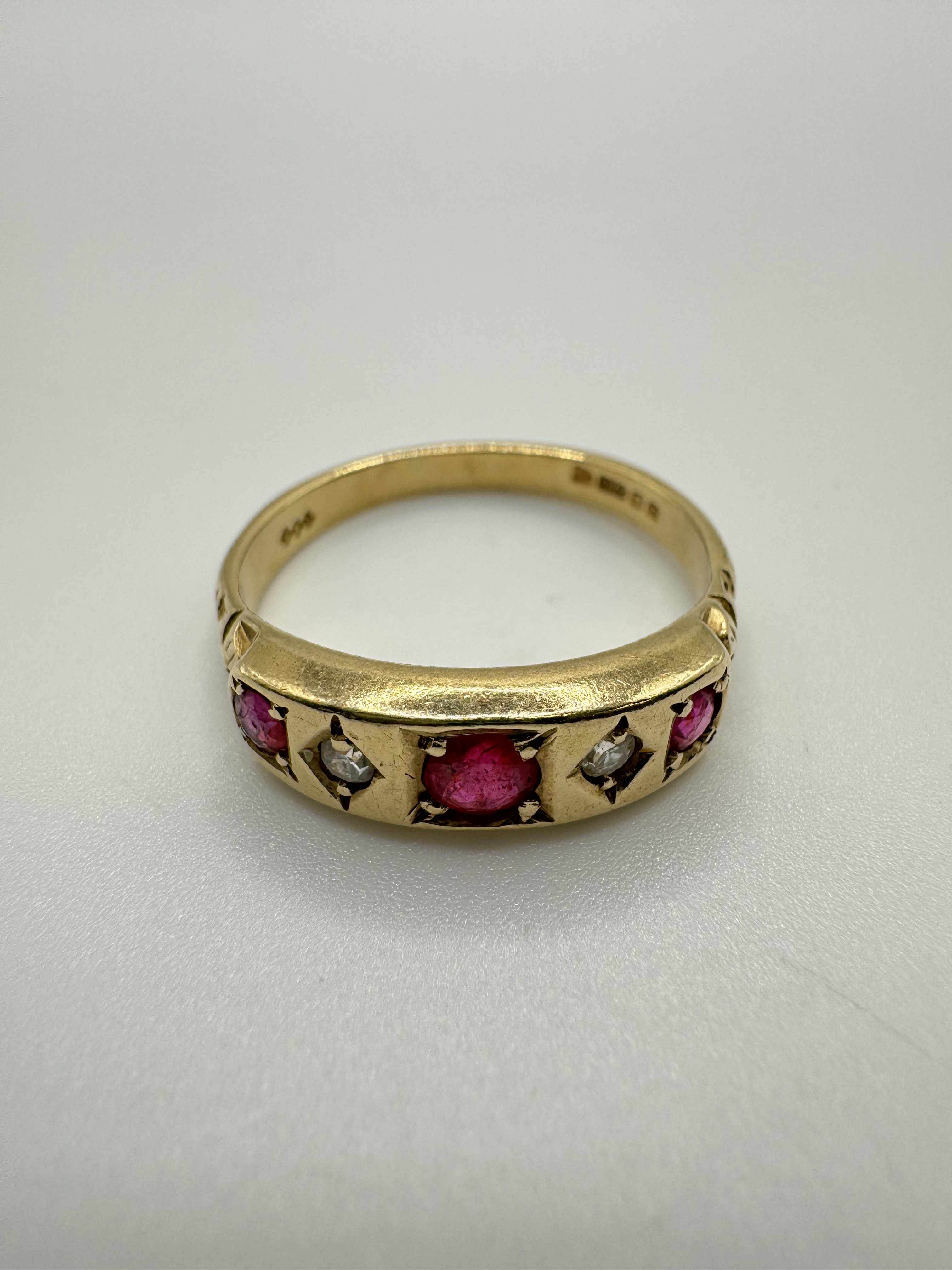 Product photo for 9ct Five Stone Ruby & Diamond Ring