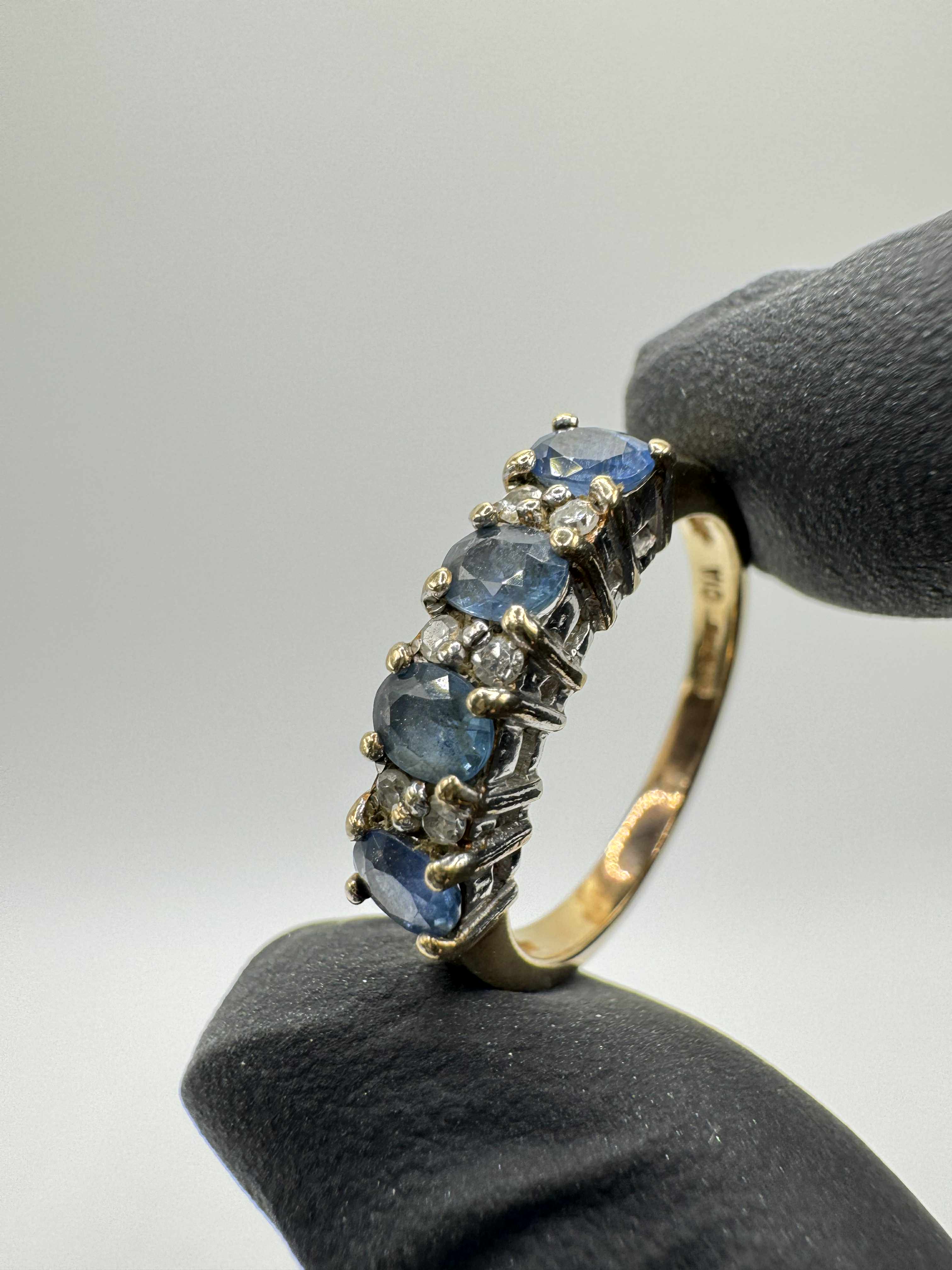 Product photo for 9ct Pale Sapphire & Diamond Half Hoop Ring