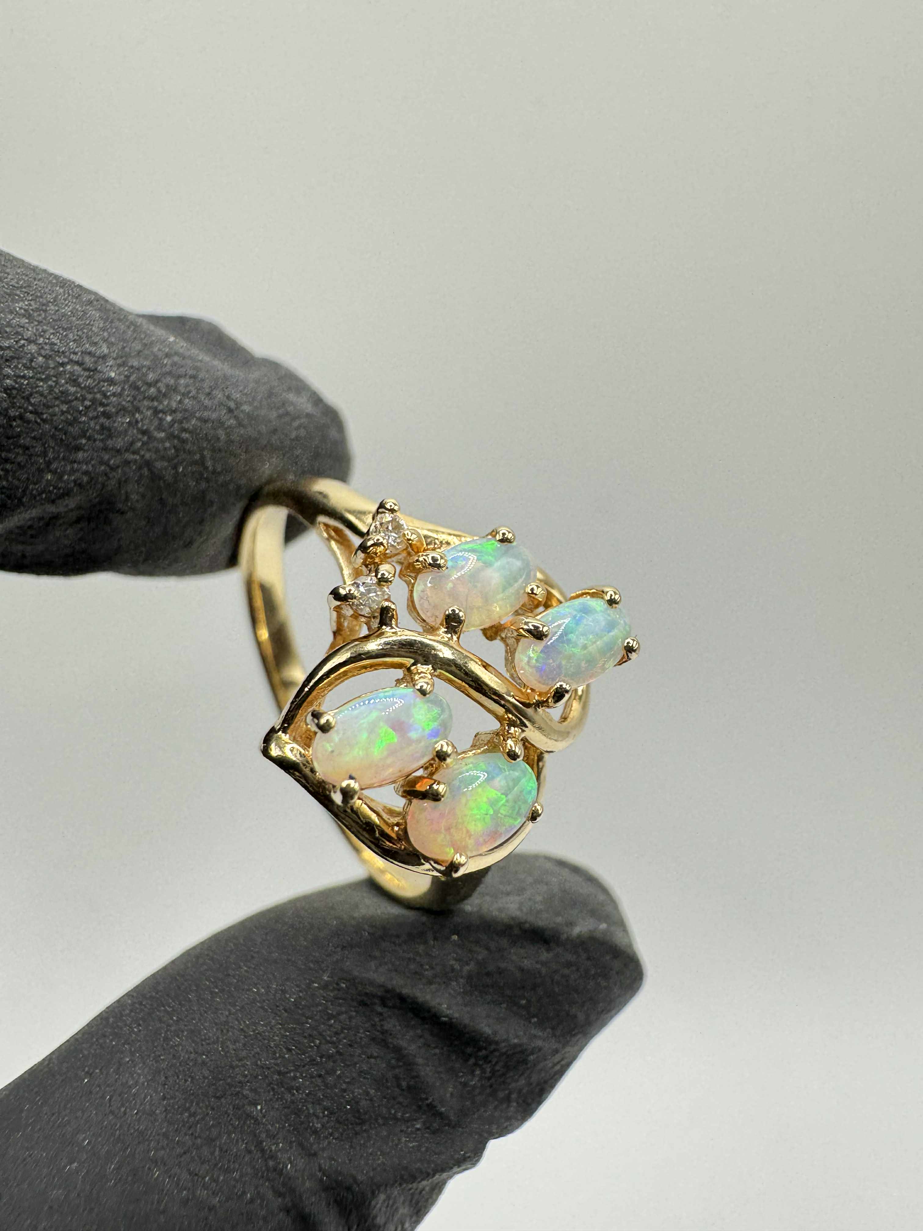 Product photo for 14ct Oval Opal & Diamond Ring