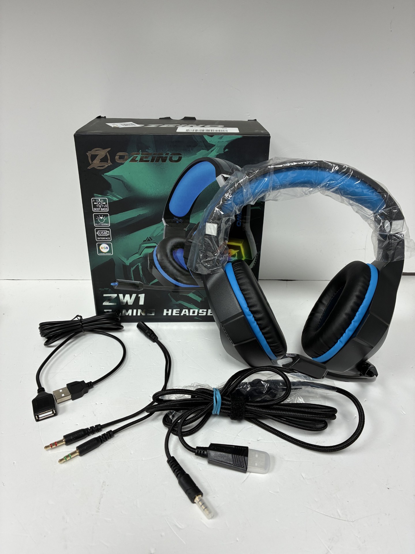 Product photo for ozeino gaming headset boxed