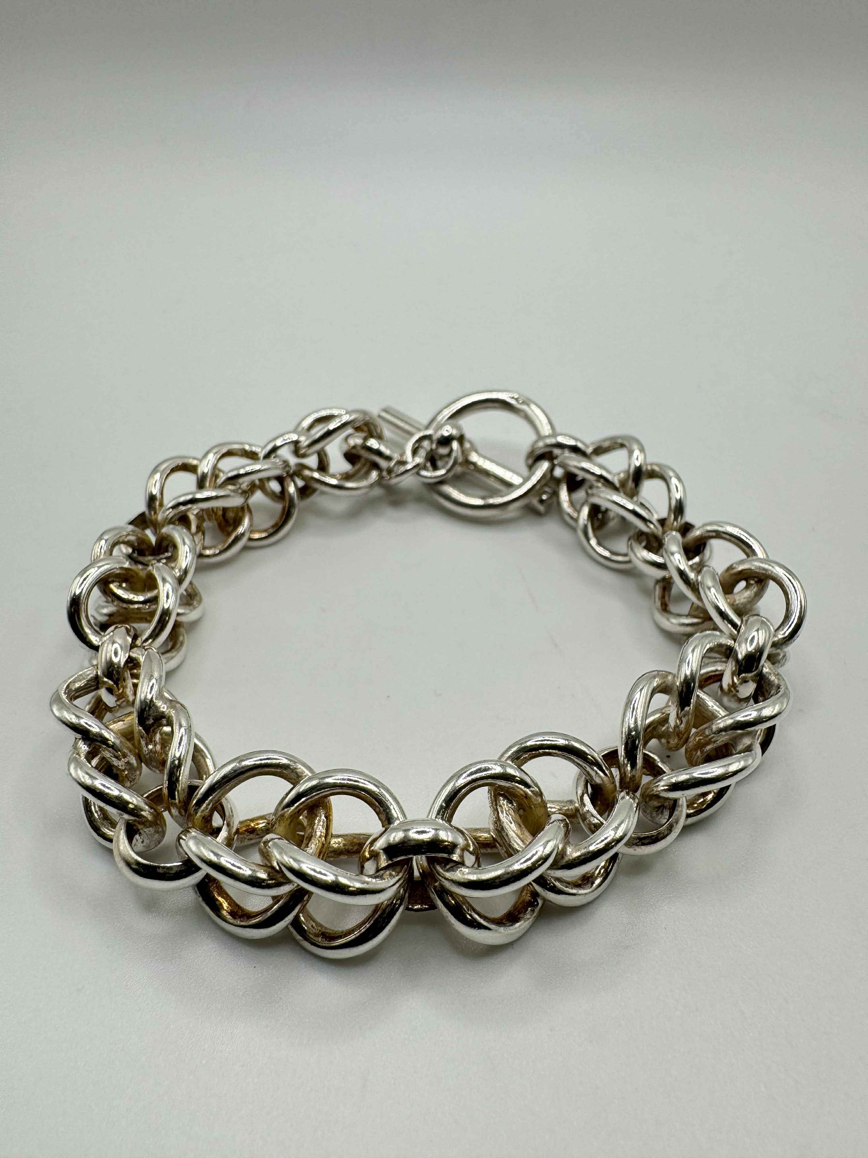 Product photo for Silver Circle Link T-Bar Bracelet